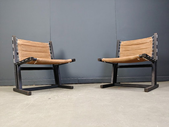 Image 1 of Chaises longues en toile et corde de Casala, Allemagne de l'Ouest, années 1970, lot de 2