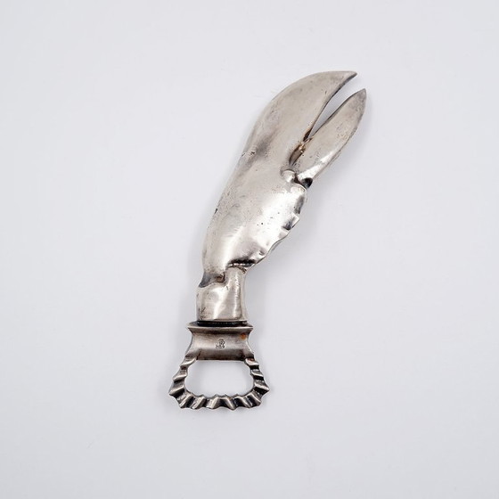 Image 1 of Verzilverde flesopener in de vorm van een kreeft - Spanje, jaren 1970.