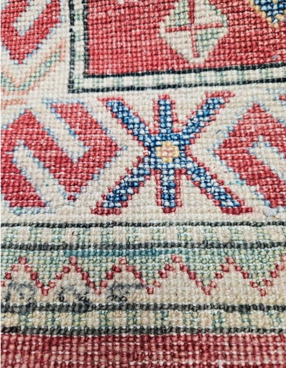 Image 1 of Handgeknoopt oosters wol Kazak tapijt loper Koraal Mint 64x205cm