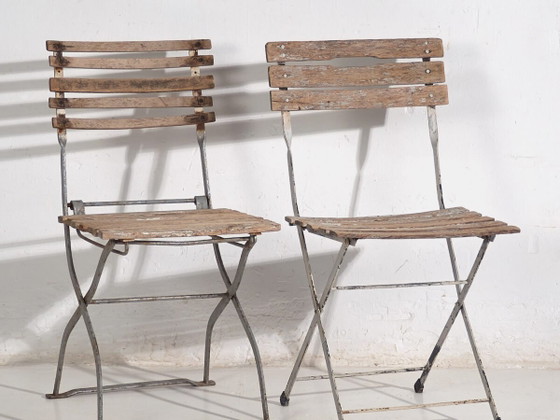 Chaises de jardin pliantes antiques (c.1920). Lot de 2 pièces #2 – Iron, Rustic (photo 2 of 39)