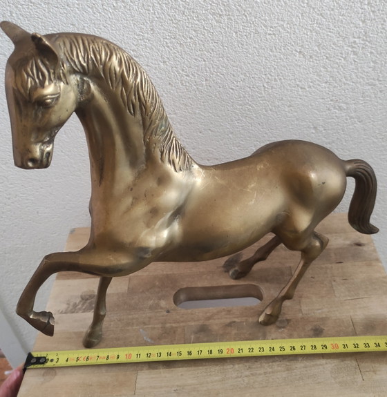 Vintage XL Hollywood Regency Horse - Brass (32 cm) – Sculpture (photo 4 of 5)