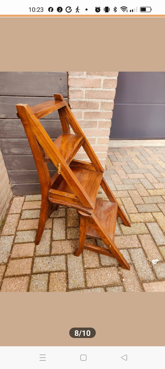 Image 1 of Wooden library step stool / chair