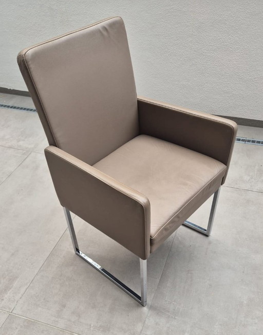 Juego de 6 sillas de comedor Hülsta de cuero. – eetkamerstoelen, Leather, Metal