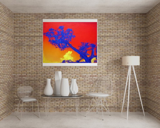 Original Oil Painting Modern Art Landscape Sky Witness The Time. Sunset – schilderijen tekeningen, Canvas (photo 2 of 7)