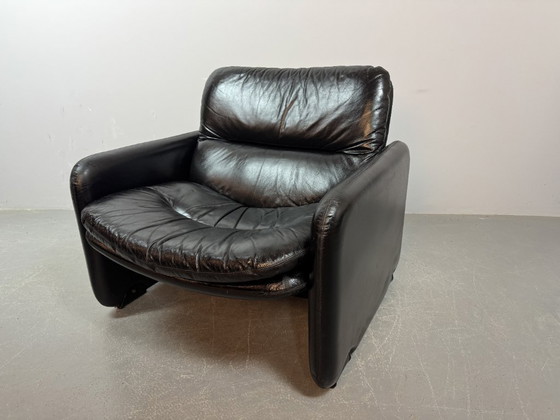 Image 1 of Mid-Century Italian Design Black Leather Lounge Chairs by Titina Ammannati & Giampiero Vitelli for Brunati, Italy, set/2, 1970s