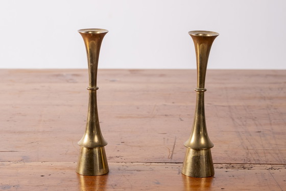 Image 1 of 2x Brass Candlesticks attributed to Jens Harald Quistgaard, 1960s Denmark
