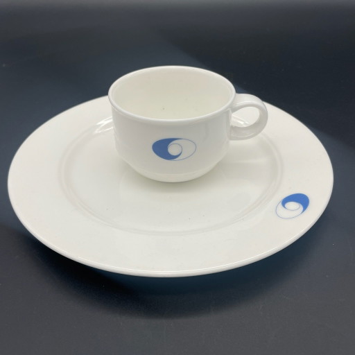 Villeroy & Boch Luxembourg – Tazza da caffè e piattino – Decorazione grafica blu
