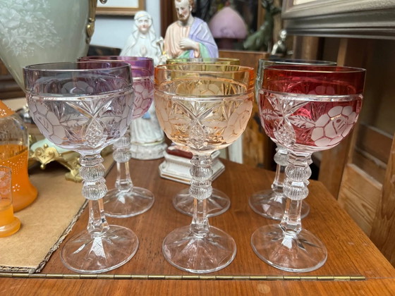 Set van 6 wijnglazen. Massief gekleurd kristal. – Glazen & Karaffen, Crystal, Glass (photo 5 of 8)