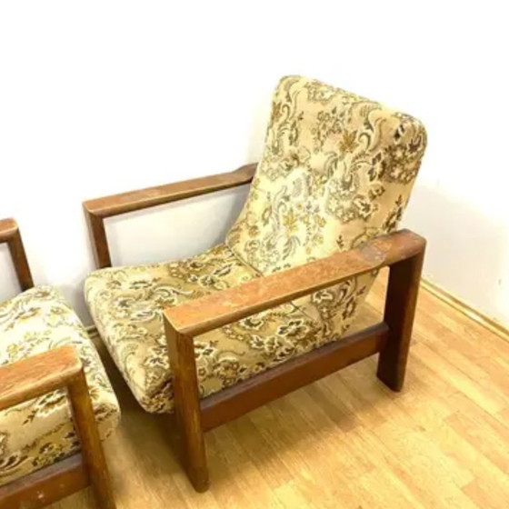 Image 1 of Retro-Sofagarnitur, Massivholzrahmen, 1970er Jahre