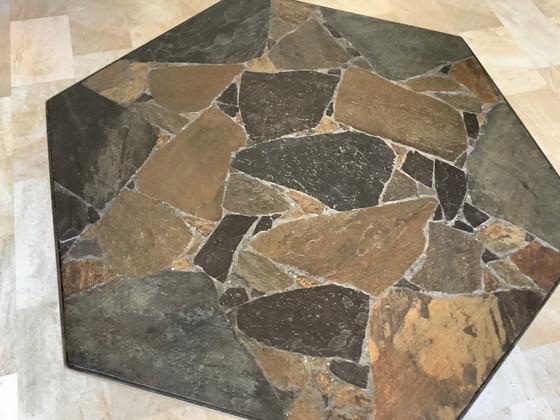 Image 1 of Brutalist style coffee table, Paul Kingsma, slate and steel