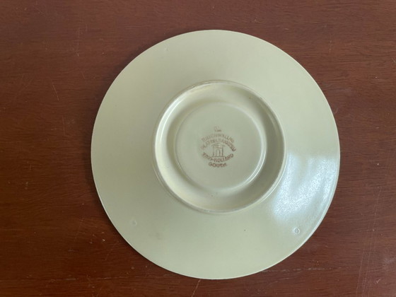 Image 1 of Plateelbakkerij Zuid Holland - Teiera Art Déco gialla + tazze e piattini