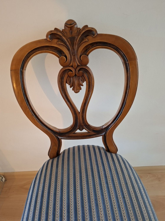 Biedermeier Oval Dining Set for 4/6 people with 6 Chairs, Velvet, Wood, Brown (photo 8 of 8)