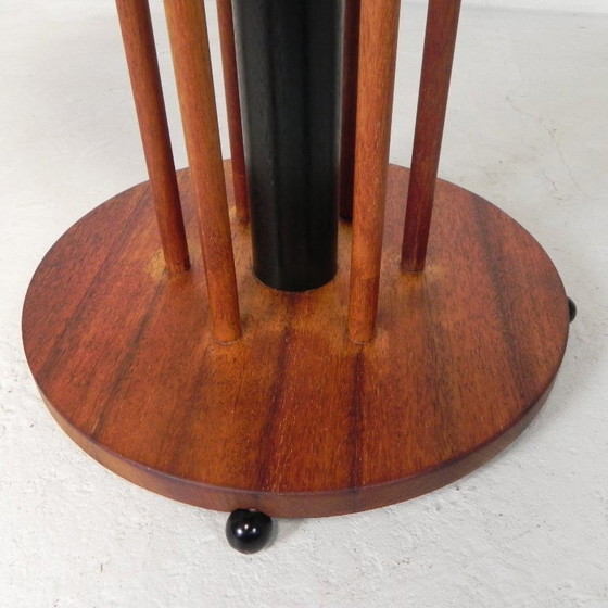 Image 1 of Vintage teak table with 6 narrow and 1 wide style, 1980s