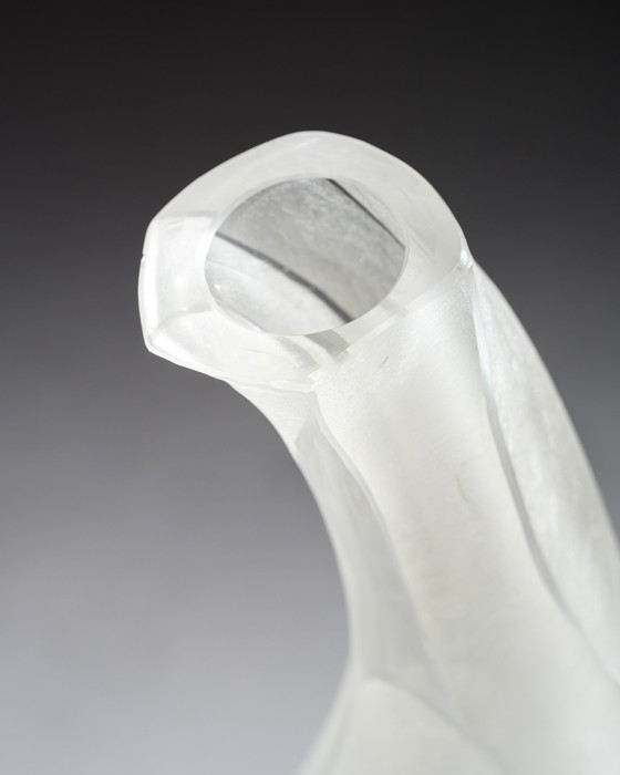 Image 1 of Brutalistische Kunstglasvase, deutsches Studio, signiert HM 1978, Hanns Model Stuttgart, 32 cm