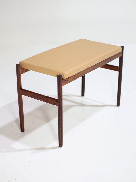 Image 1 of Bankje kruk Spøttrup palissander leer Deens vintage