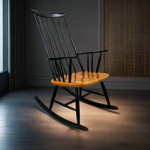 Sedia a dondolo scandinava vintage design danese