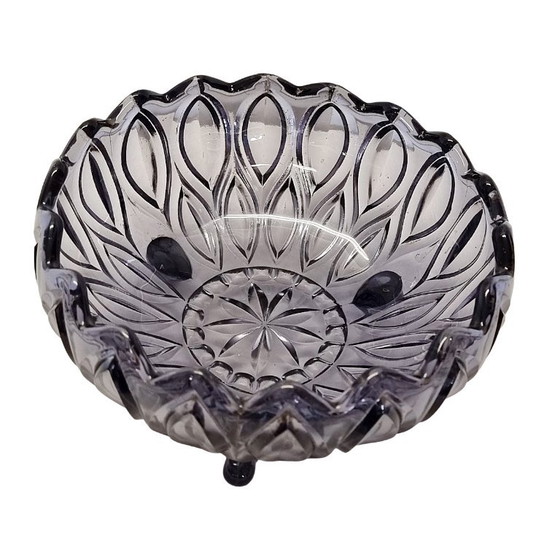 Bol Vintage Lausitzer Glaswerke Orion, Verre pressé violet (photo 3 sur 6)