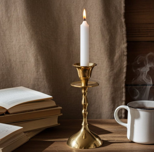 Collectible Mid-Century Brass Candlestick Holder – Elegant Design