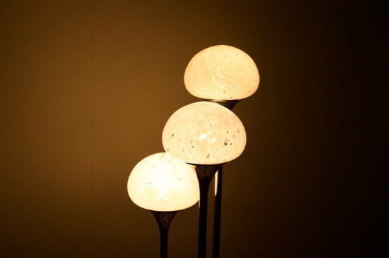 Image 1 of LAMPE ITALIENNE 3 GLOBES ANNÉES 70' DANS LE GOÛT DE REGGIANI