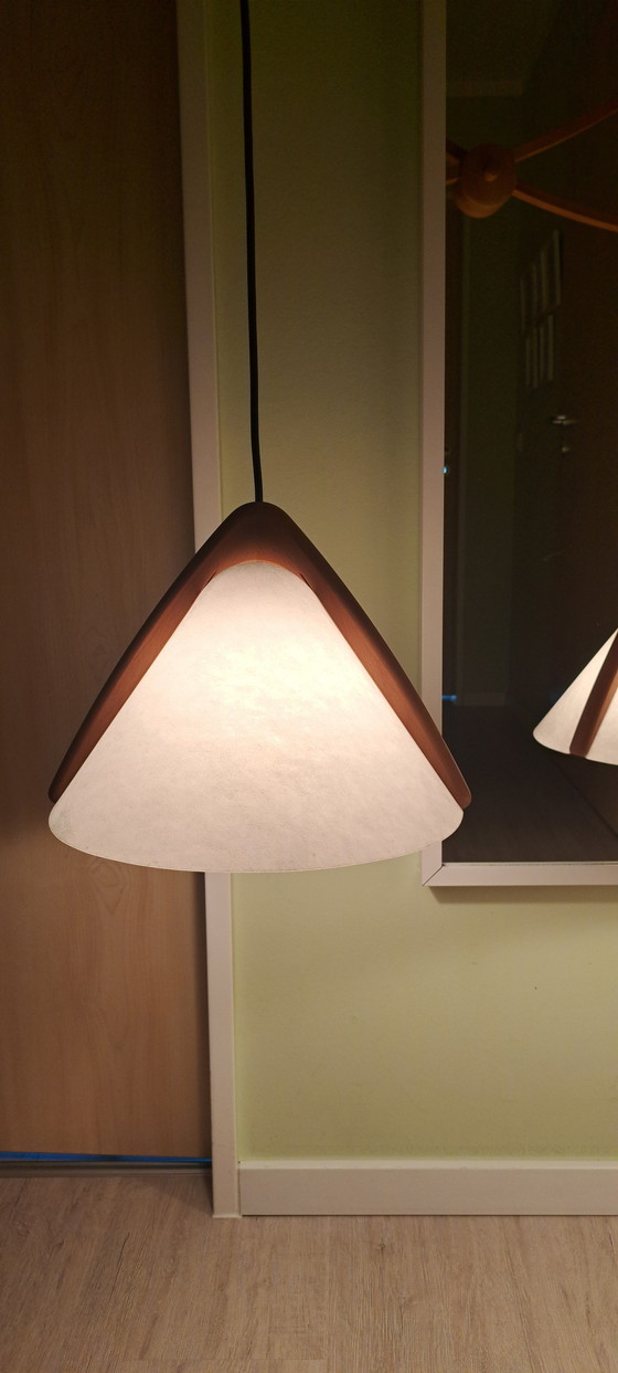 Image 1 of Lámpara colgante Domus en teca – Estilo Mid Century – 2 luces – Excelente estado