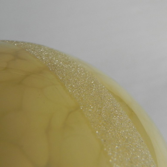 Image 1 of Art Deco plafondlamp, plafonnière met beige gewolkte glazen bol, jaren 30