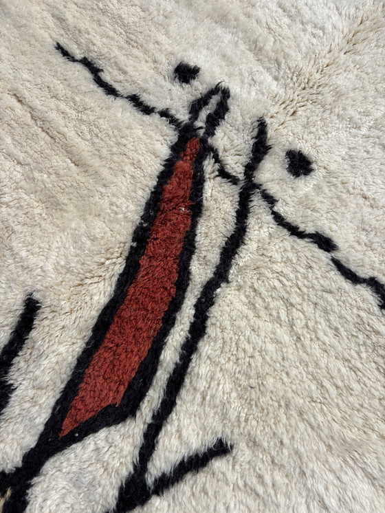 Image 1 of Weißer marokkanischer Mrirt Teppich 200x310 cm, Modernes Interieur Wohnzimmerteppich, Authentischer marokkanischer Teppich