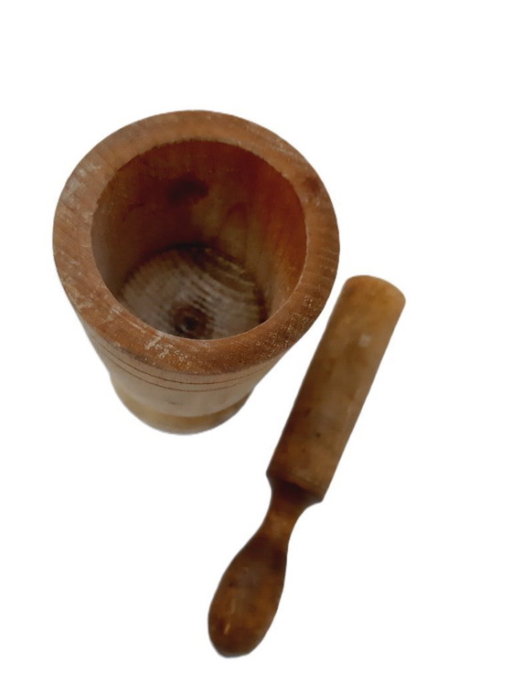 Image 1 of Mortier et pilon en bois vintage
