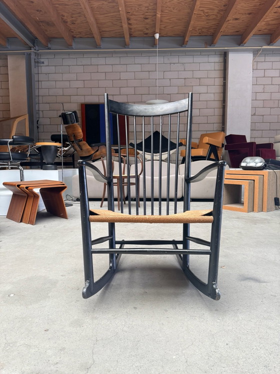 Fdb Möbler J16 Mecedora, Hans Wegner, Madera, Mimbre, Negro, Modern (foto 5 de 13)