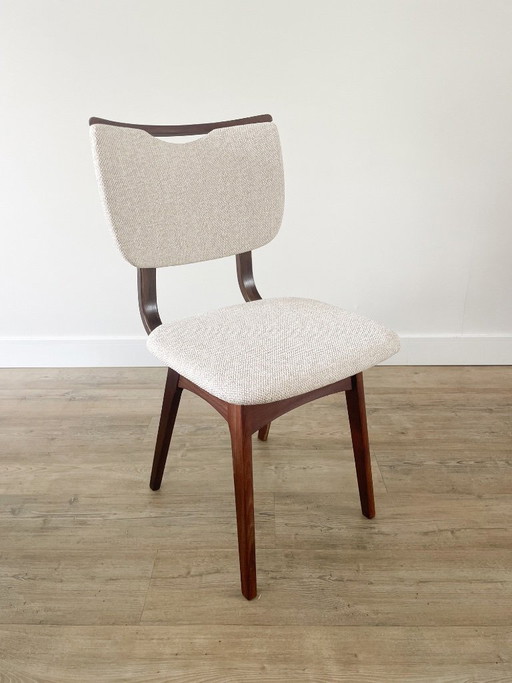 Set 4 vintage eetkamerstoelen | herstoffeerd