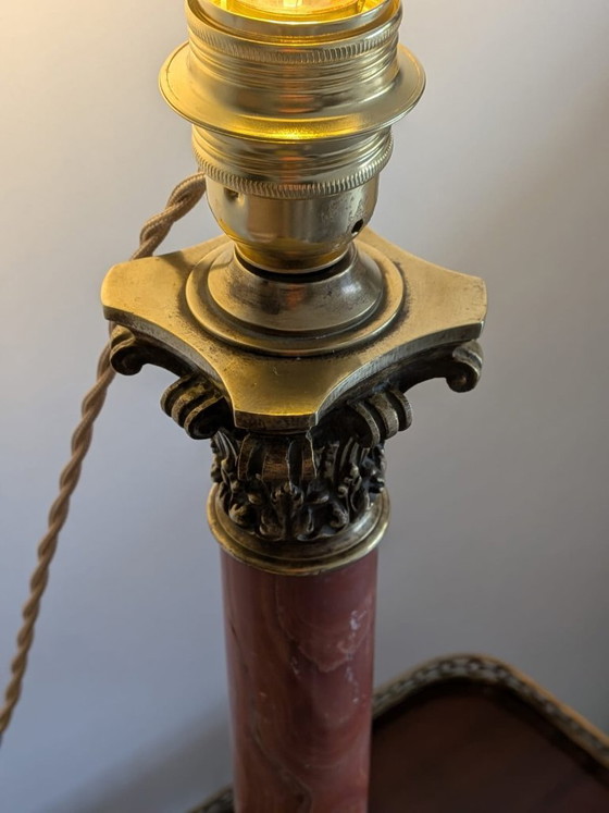 Elegant Neoclassical Column Lamp in Marble and Bronze, Table lamps, Stone, Gold (photo 13 of 13)