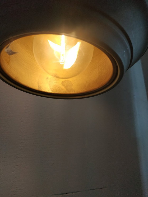 Image 1 of Schitterende Retro/vintage (elektrische)  mushroom 'olielamp' plafondlamp met 2 lichtbronnen 