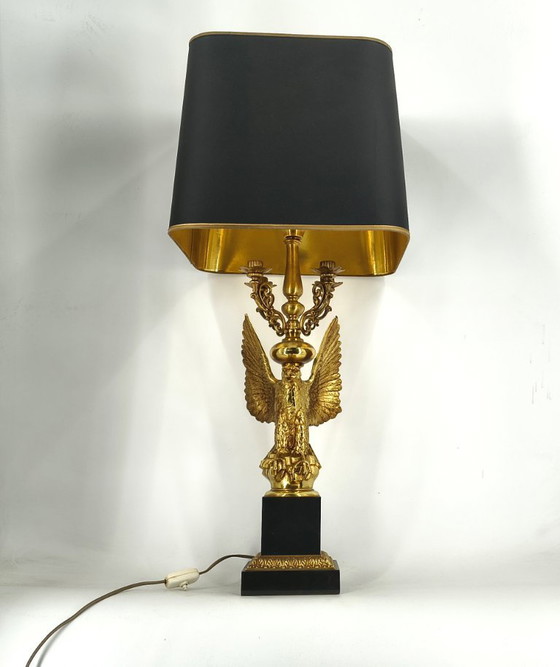 Image 1 of Empire style brass eagle table lamp by Lusterie Deknudt, 1970s