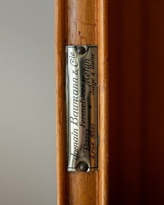 Image 1 of Vintage French Art Deco Pine Tambour Room Divider by Jomain Baumann for Baumann, 1930s