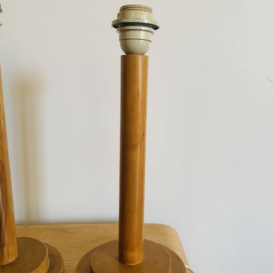 Image 1 of Paire de lampes vintage I.M.T. en bois années 70/80