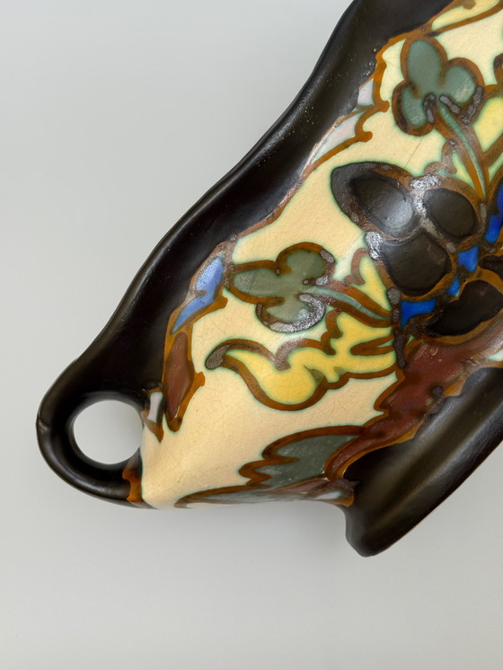 Image 1 of  Art Deco Hand-Painted Jardinière by C.M. Bergen, Belgium (c. 1920s–1930s) 