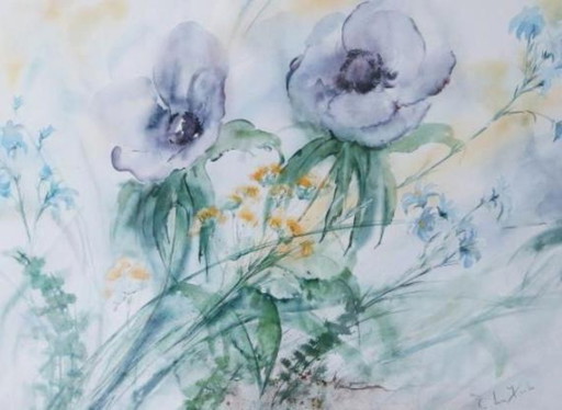 Watercolor ANEMOON by C. ten Kaate - TOPCONDITION !!!