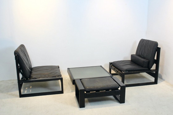 Ensemble de salon par Atelier Sonja Wasseur, Salons de jardin & lounge design d'occasion, Cuir, Bois (photo 9 sur 14)