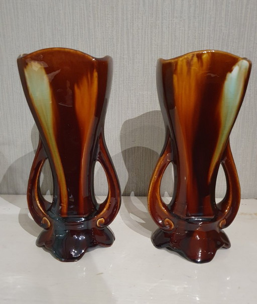 Belgische Art Deco Vasen (Thulin) – Glasierte Keramik