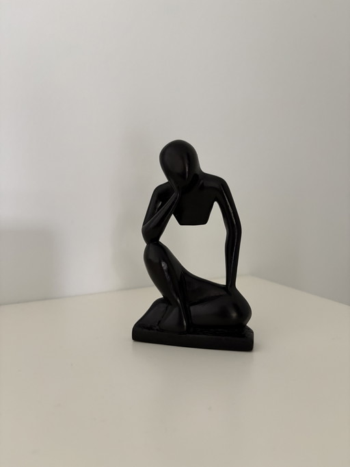 Sculpture moderne, Le Penseur, en bois noir