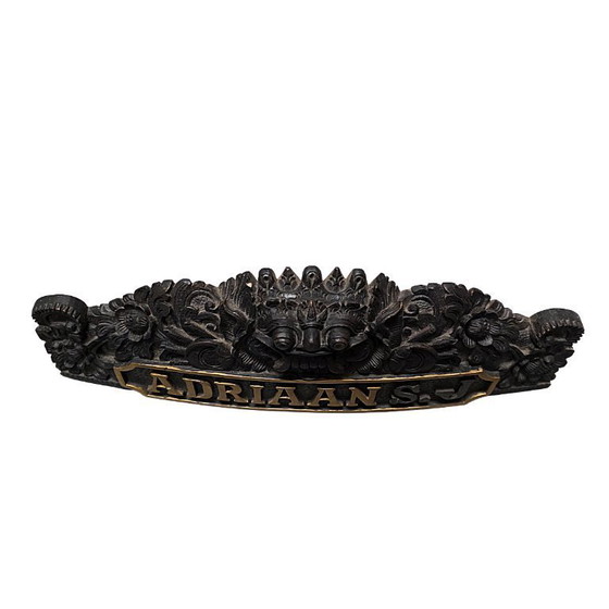 Image 1 of Office Nameplate Adriaan S.J. Balinese Carving, 20th Century