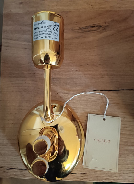 Image 1 of MuranoDue Grote "Fiaccola" wandlamp 46 cm - Identiteitscertificaat - Nieuw bladgoud