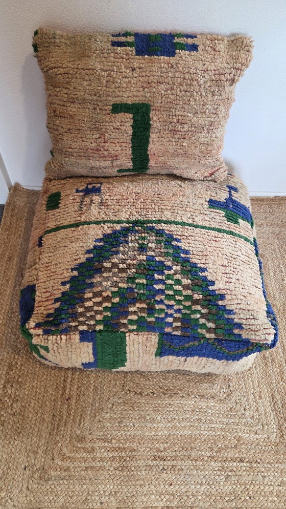 Image 1 of Moroccan pouf set handmade in Morocco