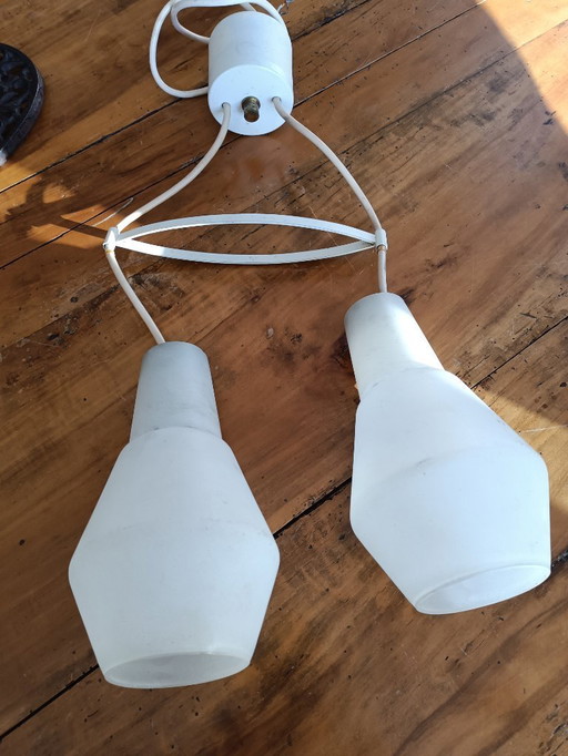2 Doria Leuchten opaline pendant lights 