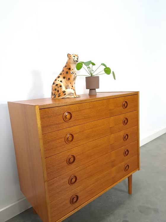 Image 1 of Dänische Teakholzkommode mit 5 Schubladen