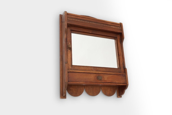 Image 1 of Eikenhouten scheerkast of medicijnkastje uit 1900