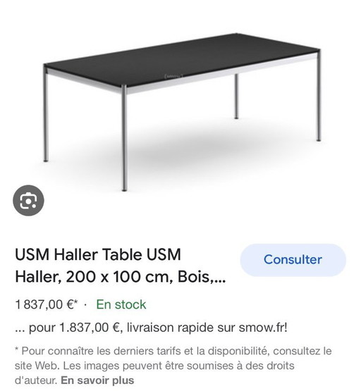 USM Haller black table 200 x 100