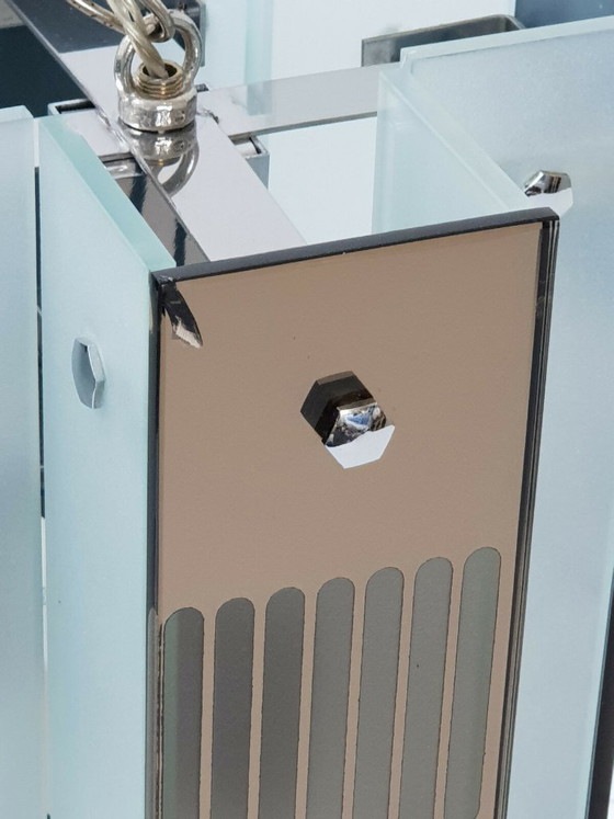 Image 1 of Italiaanse vintage kroonluchter uit de jaren 70 van glas en spiegelglas, Fontana Arte 70s.