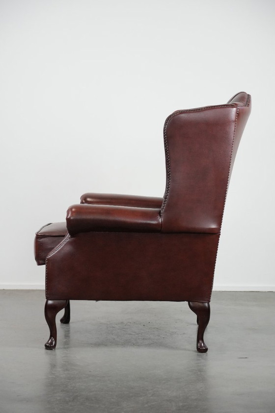 Image 1 of Classic and elegant English-style cowhide Chesterfield wing chair