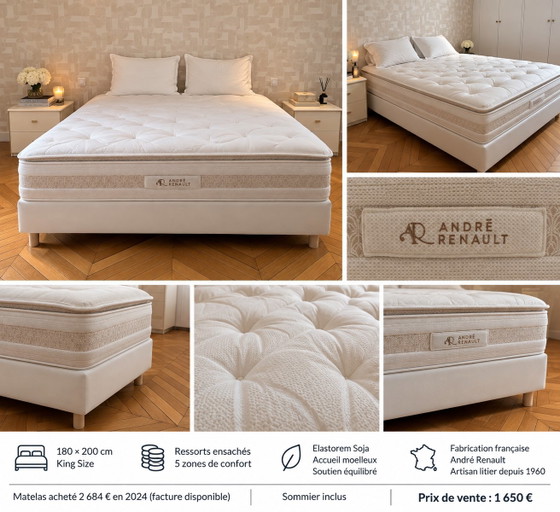 André Renault Pélican Bettwäsche-Set – Matratze + Lattenrost – 180 × 200 cm – Matratzen und Lattenroste (photo 2 of 5)