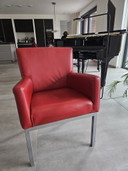 Complete set of 6 genuine LEATHER designer dining chairs